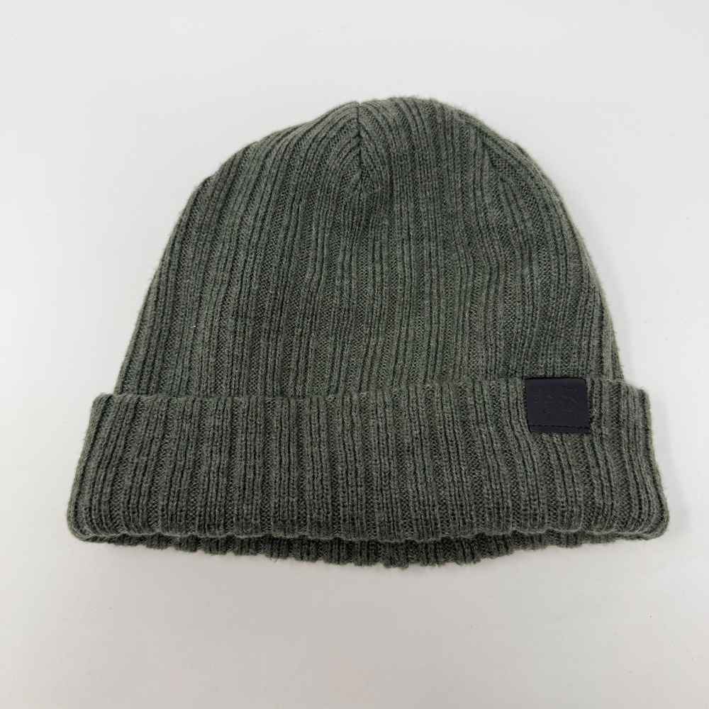 Boconi Nashville Mens Fleece Lined Ribbed Knit Beanie‎ Hat Olive Green One Size